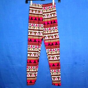 Silver Patterned Leggings - One Size - Pink Multicolor - Funky/Boho